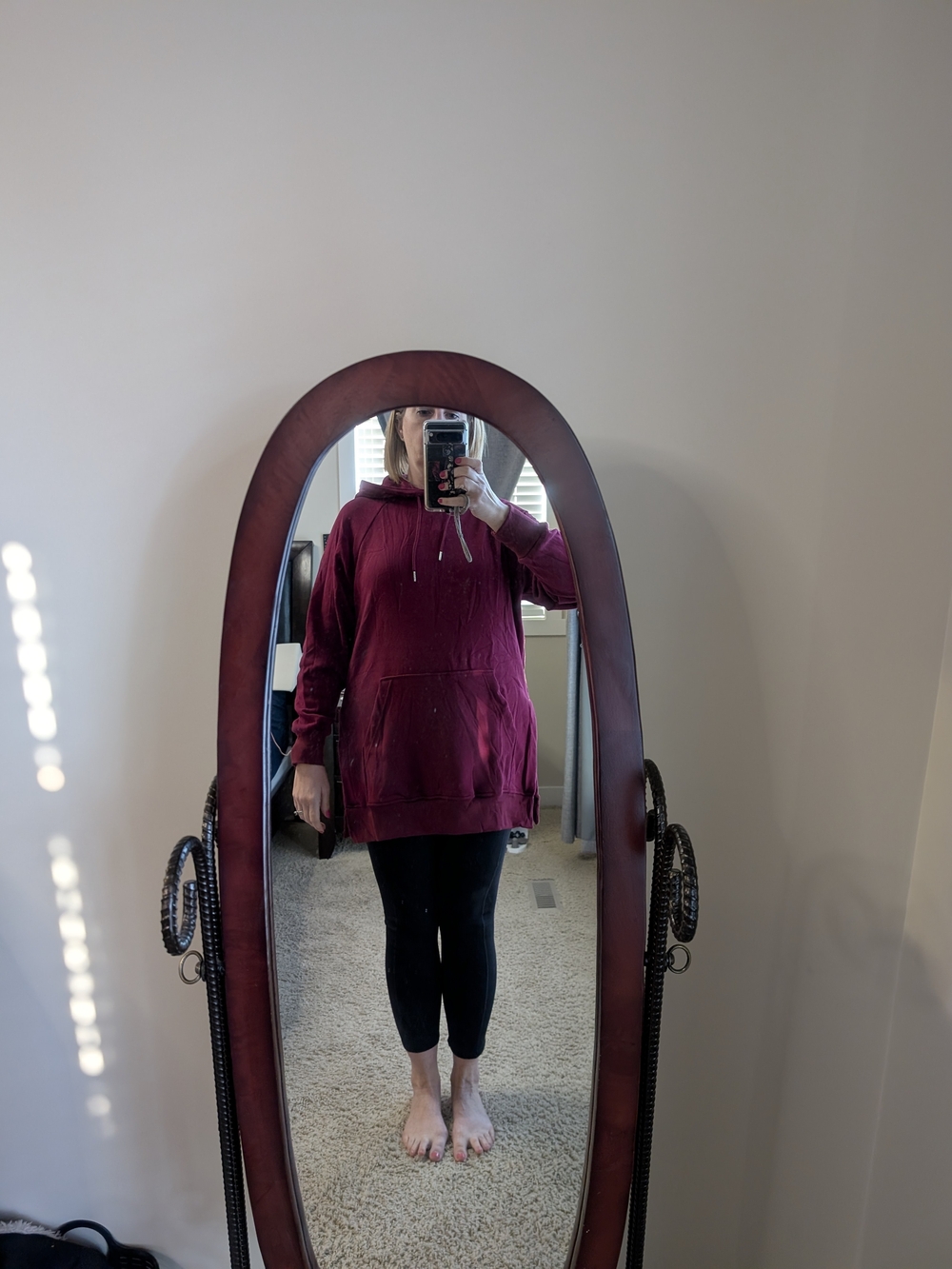 Women's Maroon Hooded Pullover Sweatshirt
